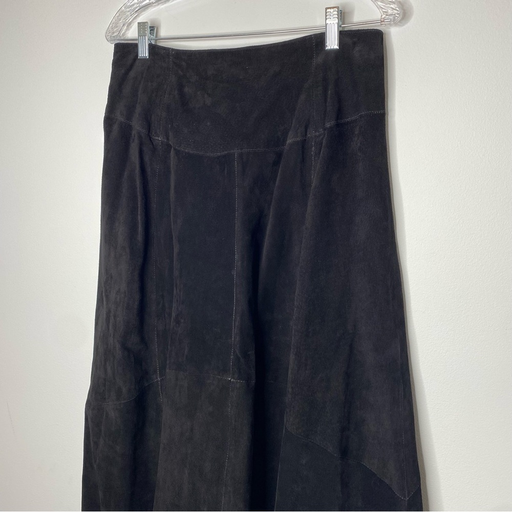 Positano Pelle Vintage Black Suede Leather Skirt